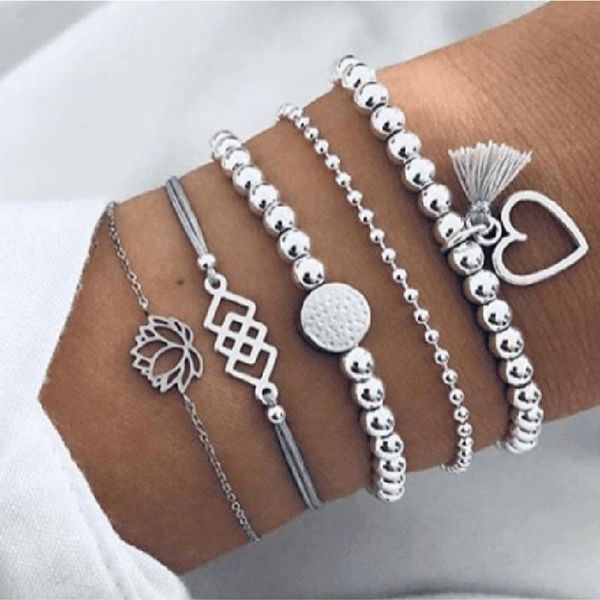 

charm bracelets 2021 bohemian & bangles set vintage bead boho bracelet for women jewelry accories pulseras mujer bijoux femme, Golden;silver