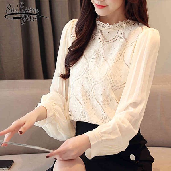 

blusas mujer de moda blouses woman chemisier femme white blouse ladies dama long sleeve chiffon shirt 5128 50 210427
