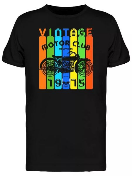 

colorful vintage motor club men's tee -image by shutterstock, White;black