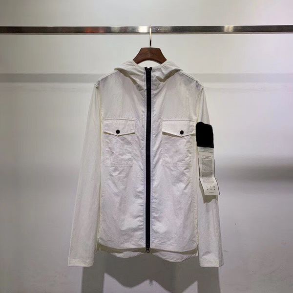 

21ss island spring stone men casual logo long sleeve hoodies zipper pockets embroidered hooded sweatshirt coat 011804, Black