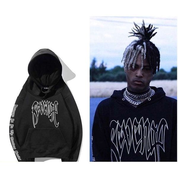 

european and american hip hop character xxxtentacion commemorative hoodie men's printed loose and women's, Black