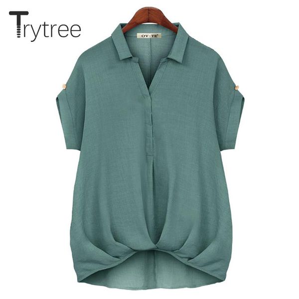 

women's blouses & shirts trytree 2021 summer autumn women shirt casual turn-down collar bottons solid silky loose all-purpose style off, White