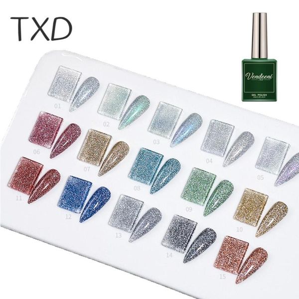 

nail polish txd reflective glitter gel 15ml semi permanent sparkling diamond art uv varnish glue base coat