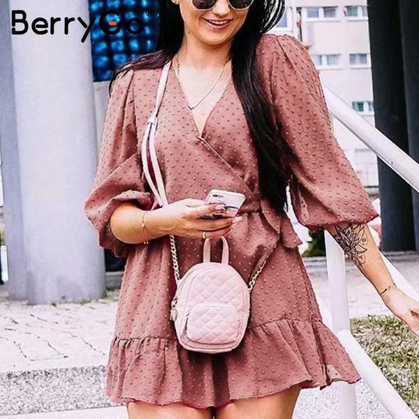 

women's jumpsuits & rompers berrygo deep v-neck dot print female playsuit elegant ruffled party lady short jumpsuit chiffon women rompe, Black;white