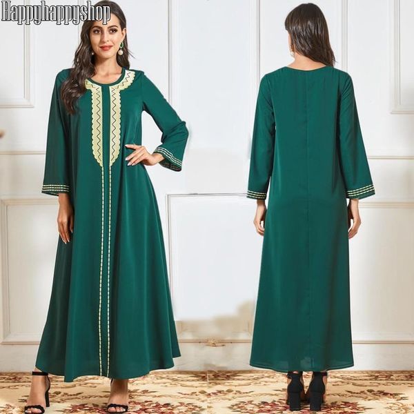 

muslim dress women green embroidery abaya dubai turkish kaftan islamic clothing ramadan plus size long sleeve robe autumn ethnic casual dres, Black;gray