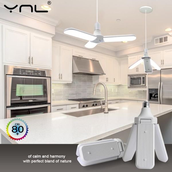 

bulbs e27 led bulb lamp ac 220v 165-265v 45w high brightness clover adjustable angle folding leaf lampada bombillas smart ic