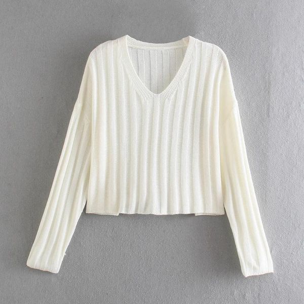 

women's sweaters xikom 2021 autumn women vintage white v neck knitting sweater female casual oversize pullover long sleeve chic top, White;black