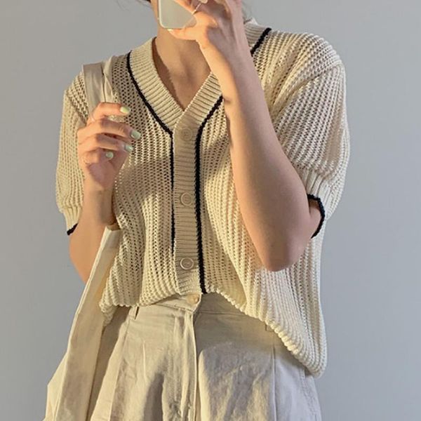 

women's blouses & shirts alien kitty 2021 summer women female solid sleeve fashion all-match clothes open stitch blouse knitted slim t-, White