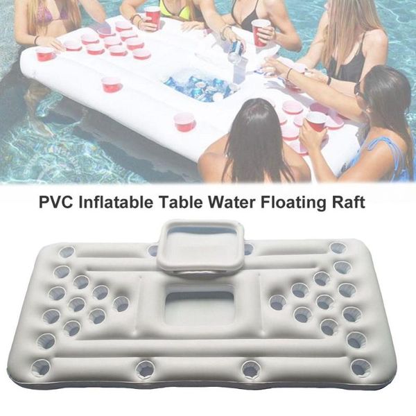 

inflatable floats & tubes 2021 floating row 28 cup beer holder summer pool float pong table water party raft air mattress