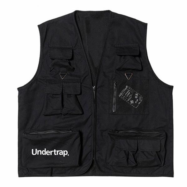 

men's vests 2021 men hip hop combat vest multi pocket tactical sleeveless jacket harajuku streetwear bomber waistcoat military utility, Black;white
