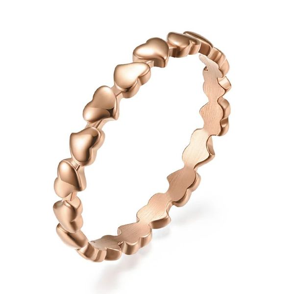 

wedding rings stainless steel for women heart rose gold color romantic jewelry 3mm anillos de matrimonio, Slivery;golden
