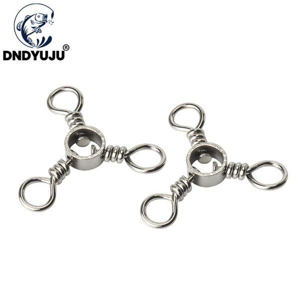 

10pcs 3 way trigeminal swivels stainless steel terminal tackle three connector fishing accessories hooks