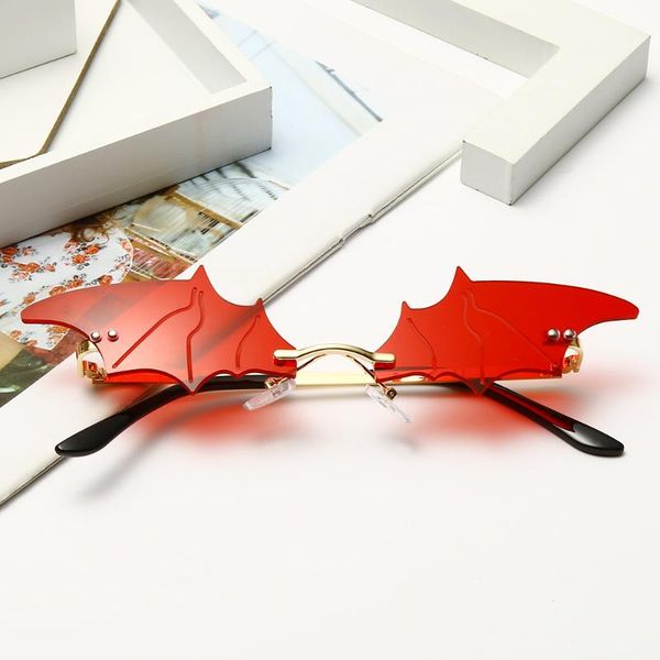 

sunglasses fashion brand design women rimless metal bat sun glasses lady mirror sunglass uv400 shades eyewear, White;black