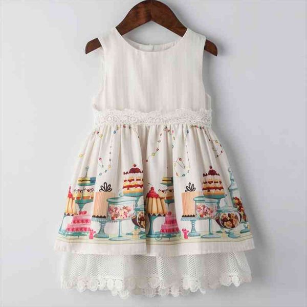 

childdkivy girls summer baby girl dresses lace princess party clothes kids print for birthday 3-10 years, Red;yellow