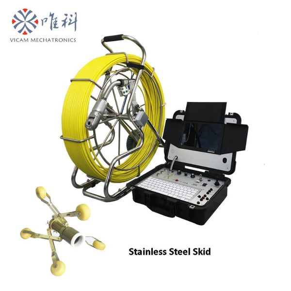 

cameras battery powered industrial plumbing tube inspection camera 50mm rotation push rod with 80m 100m 120m fiberglass cable