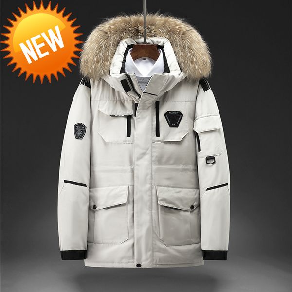 

down jacket men's pure color parka stand collar warm thick season new korean detachable hat casual hoodies, Black