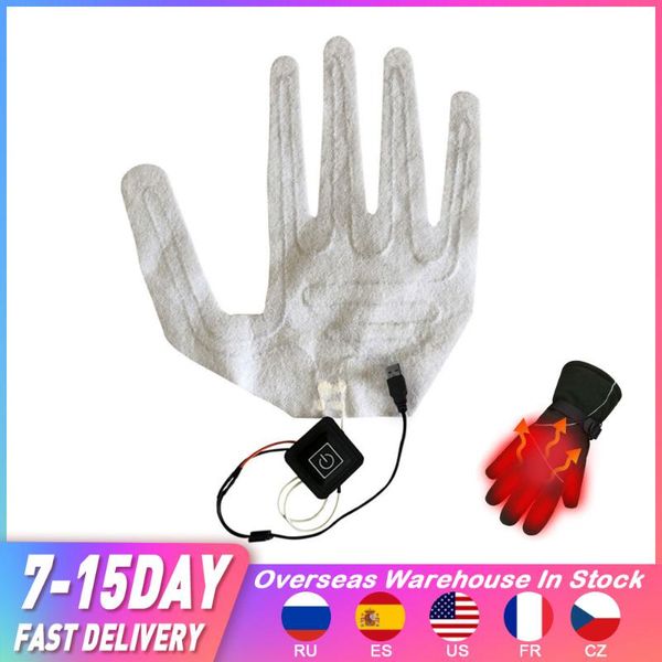 

cycling gloves usb heated winter warm five-finger heating pad electric film glove sheet for fishing hunting, Black
