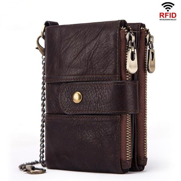 

wallets 100% genuine cow leather wallet rfid men crazy horse coin purse short male money bag mini walet card holder 2021, Red;black