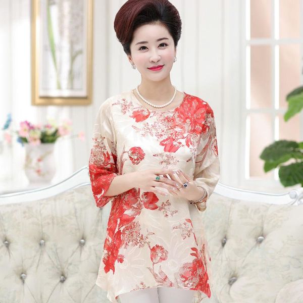 

women's t-shirt chiffon shirt sleeve plus size 2021 spring and summer fashion loose temperament casual printed top, White