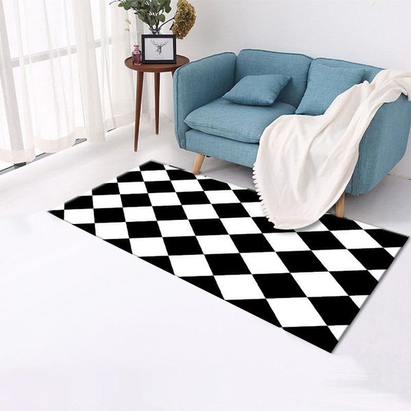 

carpets home checkered carpet nordic living room soft flannel bedroom bedside blanket non-slip kitchen door mat tatami decor