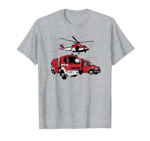 

ems fire truck ambulance rescue helicopter gift t-shirt, White;black