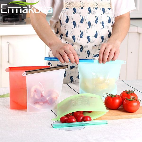 

food savers & storage containers ermakova silicone bag 1000ml airtight seal sandwich snack lunch reusable preservation er container