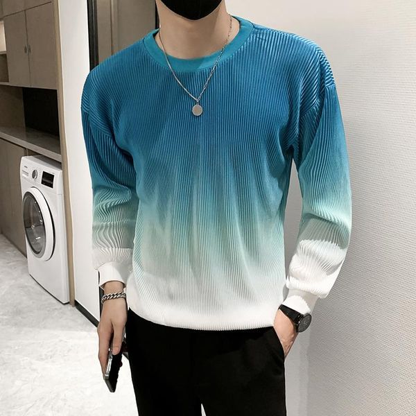 

men's hoodies & sweatshirts gradient color long sleeve mens casual hoodie spring autumn o-neck pullovers men street wear slim fit male, Black