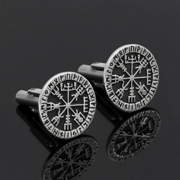 

viking odin compass lunavan suit collar button rune cufflinks, Silver