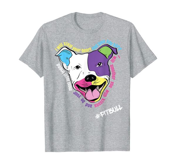 

rescue dog lover graphic tee pitbull colorful art shirt, White;black