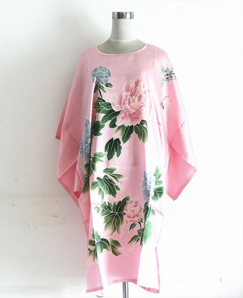 

21 style faux silk women sleepwear robe bath gown nightgown summer sleep shirts printed, Black;red