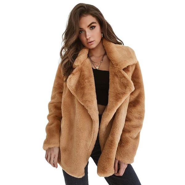 

women's jackets korean fashion coat women fleece jacket long sleeve open front turn down collar 2022 spring autumn outerwear, Black;brown