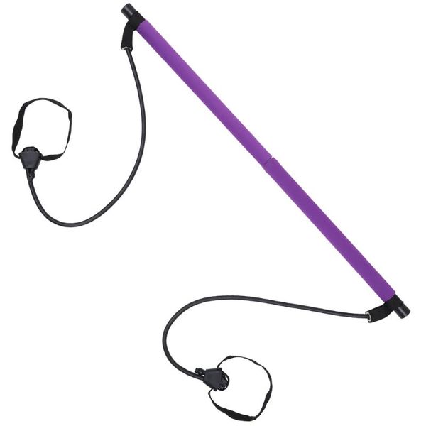 

resistance bands yoga bar with adjustable compact pilates fitness stick (purple)