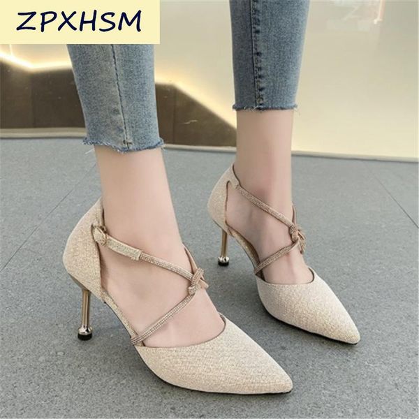 

dress shoes 2021 summer women's pumps fashion vintage buckle rhinestone women sandals outdoor open toe pointed party, Black