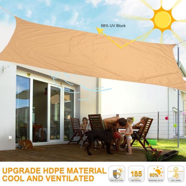 

rectangle sunshade waterproof uv block awning shade sail for outdoor