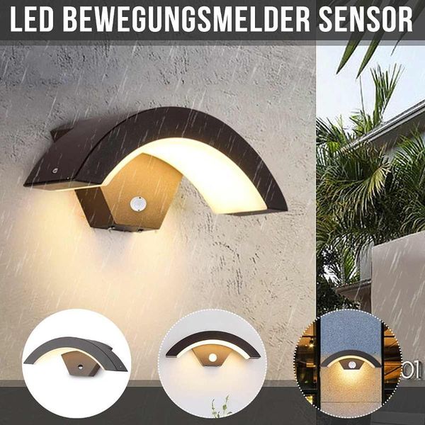 

moden led wall light outdoor waterproof 6-9m pir motion sensor garden yard lawn porch frontdoor lights spotlight lamps