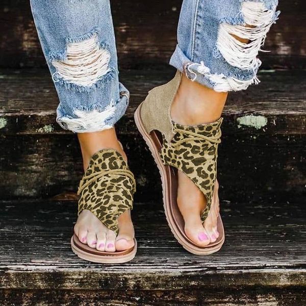 

women sandals leopard pattern large size rome selling wedges summer shoes for snake flat slippers dress, Black