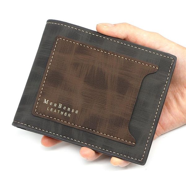 

menbense men vintage money pocket id card holder letter print patchwork female purse handbag bifold clutch bag wallets, Red;black