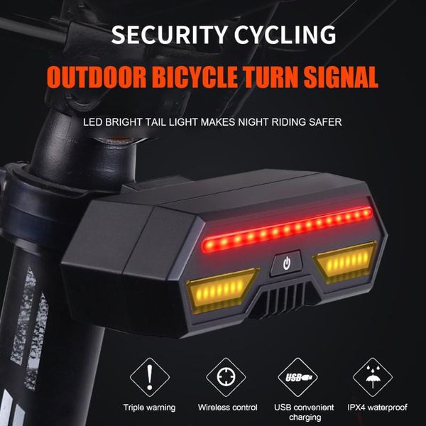 

smart led bicycle light rear back mtb road brake signal usb red cycling lamp latern flash taillight for bike lights