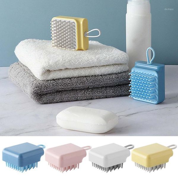 

candy color head massage brush body shampoo scalp comb hair washing soft tpr tooth1, Silver