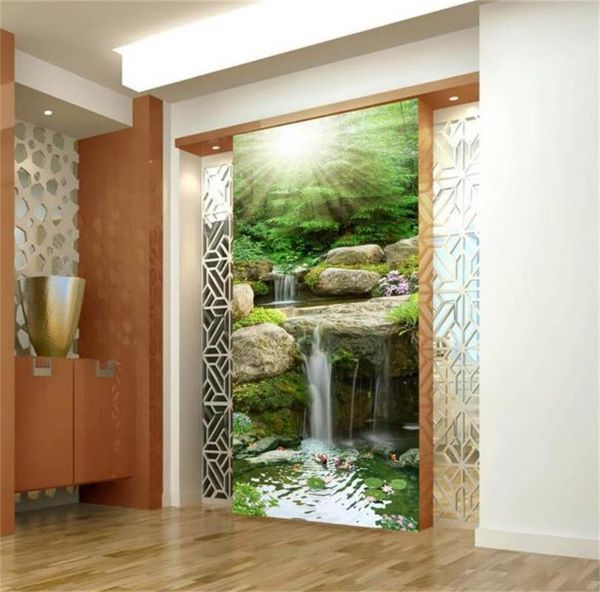 

wallpapers 3d wallpaper custom po living room mural forest waterfall lake painting porch background for wall