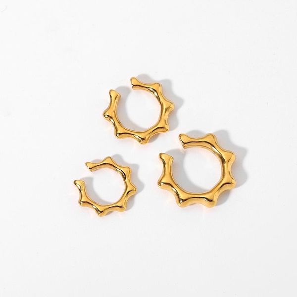

hoop & huggie 1pc waterproof stainless steel bamboo shape ear cuff for women small middle large earrings jewelry, Golden;silver