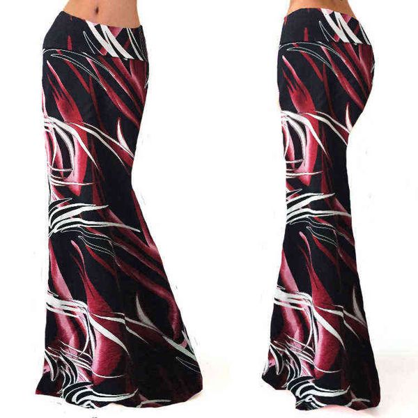 

skirts women's printed high waist elastic hip wrap long one step skirt, Black