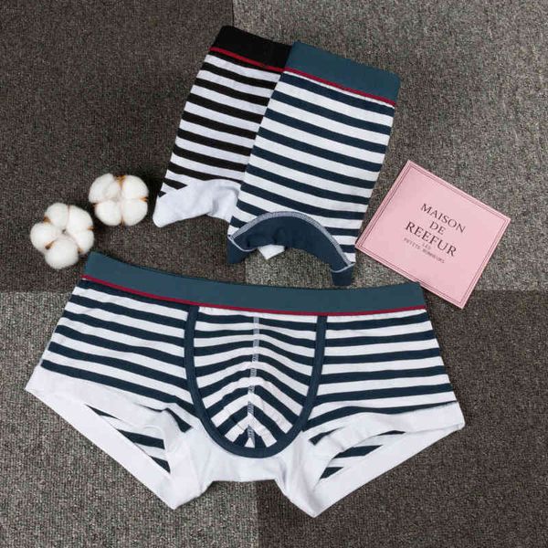 

new low waist striped underwear cotton shorts sports youth breathable flat angle underpants men's pants, Black;white