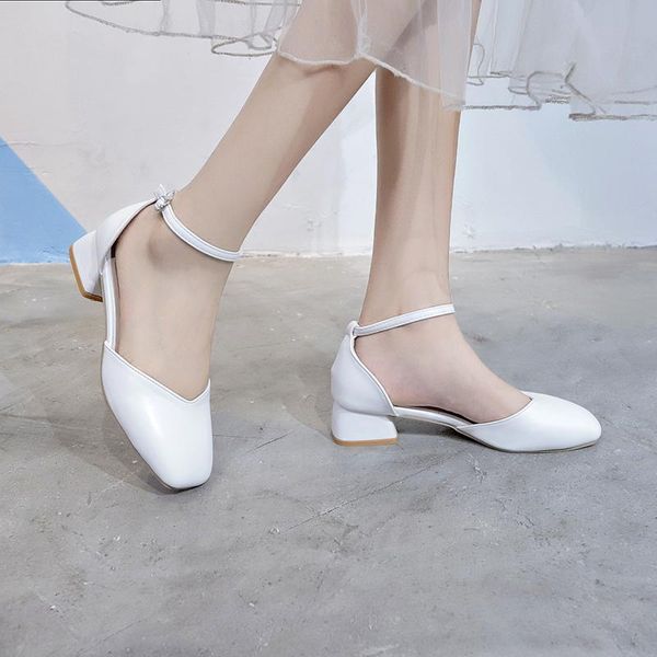 

dress shoes 2021 zapatos mujer women pumps ankle strap thick square heel toe mid heels work comfortable ladies 5cm green, Black