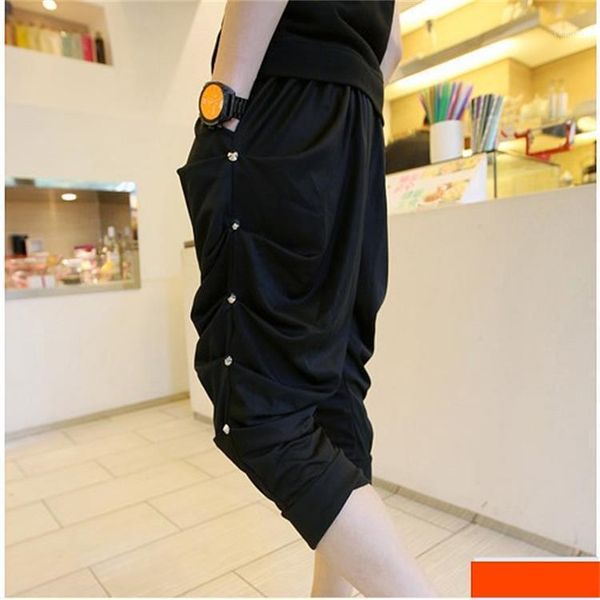 

summer wear casual capri pants korean-style rivet decoration trend versatile harem plus-sized menswear fashion man men's, Black