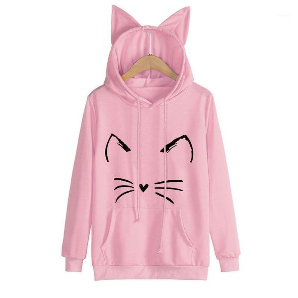 

women's sweaters stylish bar autumn womens cat ear knitted long sleeve printed female pullover jumper clothing, White;black