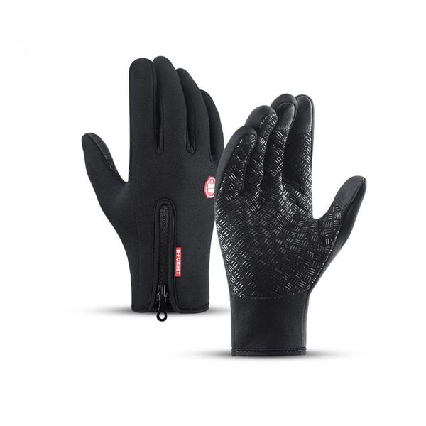 

winter sports touchscreen gloves thermal warm cycling ski outdoor camping hiking motorcycle, Black