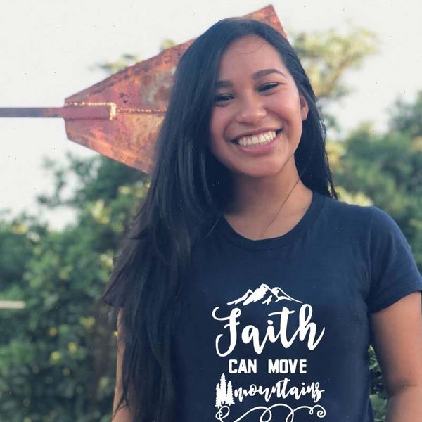 

faith women can move mountains t shirt casual for lady girl tee hipster inspirational graphic tshirts, White