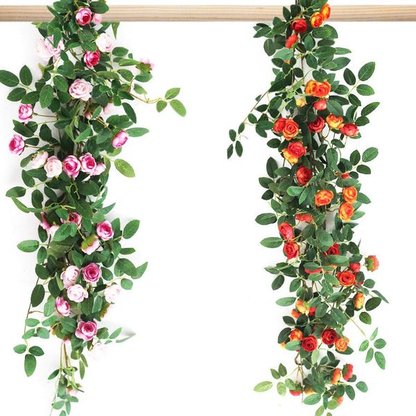 

decorative flowers & wreaths artificial decor rose silk flower garland for wedding decoration dried vines home garden fake plant wall decals