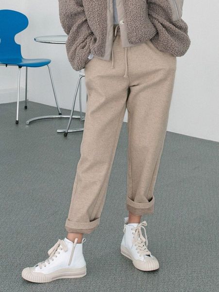 

dazy solid drawstring waist pants n2ra#, Black;white